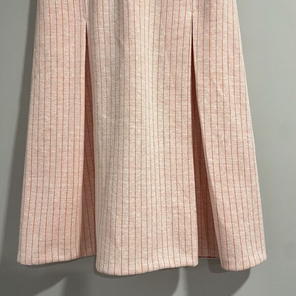 Perception Womens Wool/Polyester Peach Stripe Vintage Midi Skirt Box Pleat Sz 12 - Picture 5 of 8